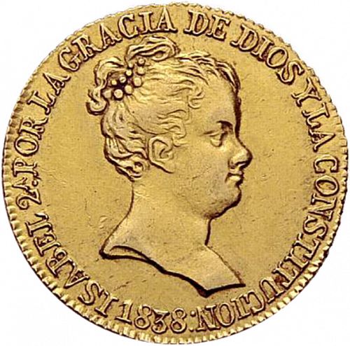 80 Reales Obverse Image minted in SPAIN in 1838PS (1833-48  -  ISABEL II)  - The Coin Database
