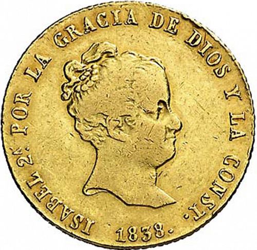 80 Reales Obverse Image minted in SPAIN in 1838RD (1833-48  -  ISABEL II)  - The Coin Database
