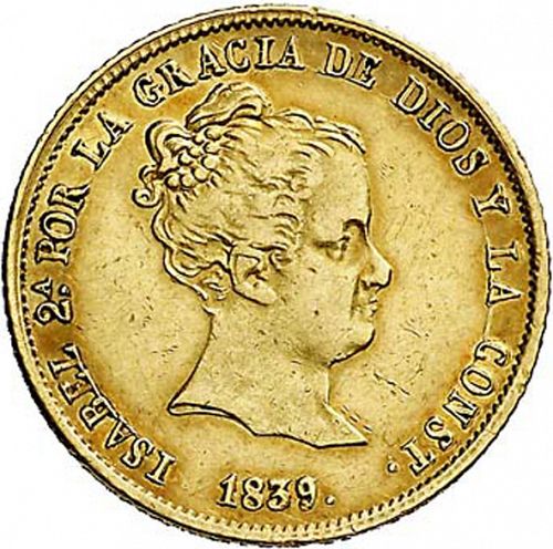 80 Reales Obverse Image minted in SPAIN in 1839CL (1833-48  -  ISABEL II)  - The Coin Database