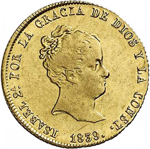 80 Reales Obverse Image minted in SPAIN in 1839RD (1833-48  -  ISABEL II)  - The Coin Database