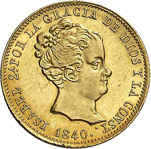 80 Reales Obverse Image minted in SPAIN in 1840PS (1833-48  -  ISABEL II)  - The Coin Database