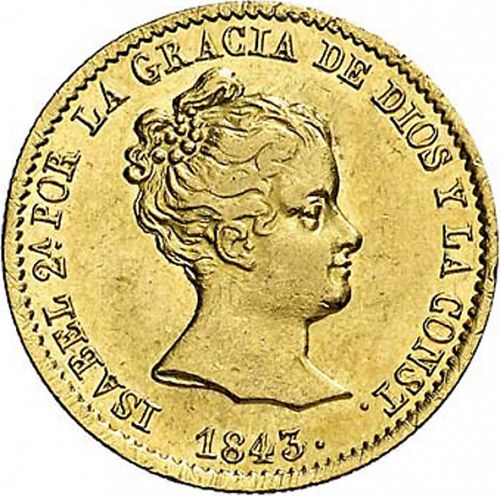 80 Reales Obverse Image minted in SPAIN in 1843CC (1833-48  -  ISABEL II)  - The Coin Database