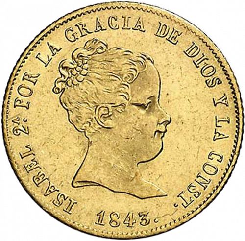 80 Reales Obverse Image minted in SPAIN in 1843CL (1833-48  -  ISABEL II)  - The Coin Database