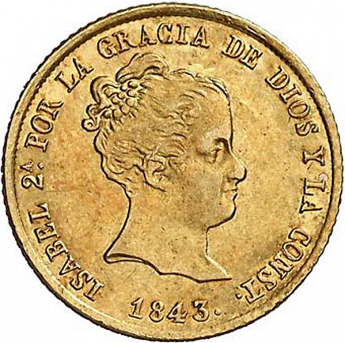 80 Reales Obverse Image minted in SPAIN in 1843RD (1833-48  -  ISABEL II)  - The Coin Database