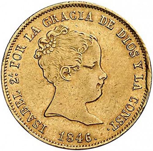 80 Reales Obverse Image minted in SPAIN in 1846CL (1833-48  -  ISABEL II)  - The Coin Database