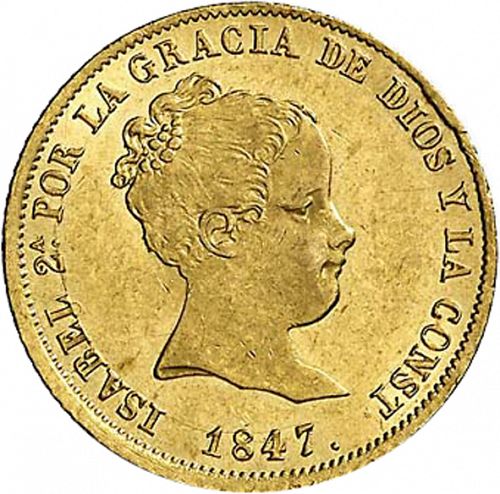 80 Reales Obverse Image minted in SPAIN in 1847CL (1833-48  -  ISABEL II)  - The Coin Database