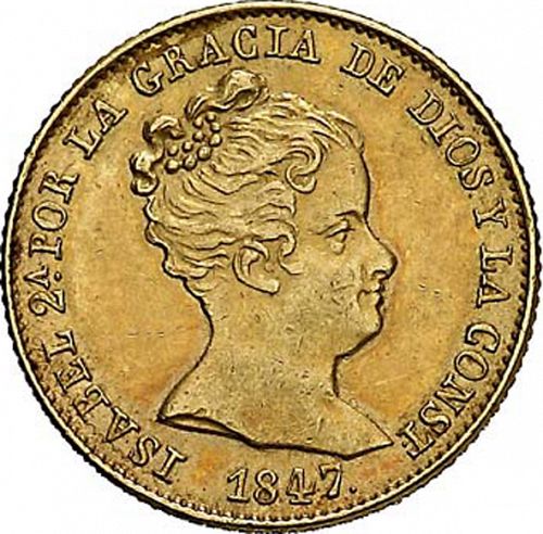 80 Reales Obverse Image minted in SPAIN in 1847PS (1833-48  -  ISABEL II)  - The Coin Database