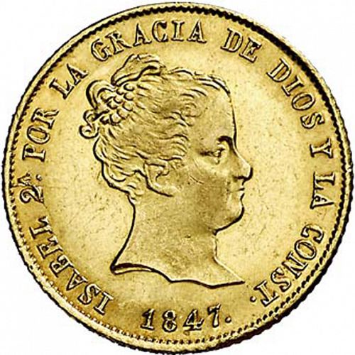 80 Reales Obverse Image minted in SPAIN in 1847RD (1833-48  -  ISABEL II)  - The Coin Database