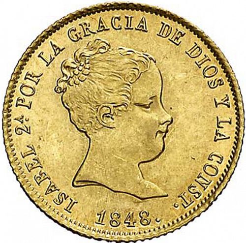 80 Reales Obverse Image minted in SPAIN in 1848CL (1833-48  -  ISABEL II)  - The Coin Database