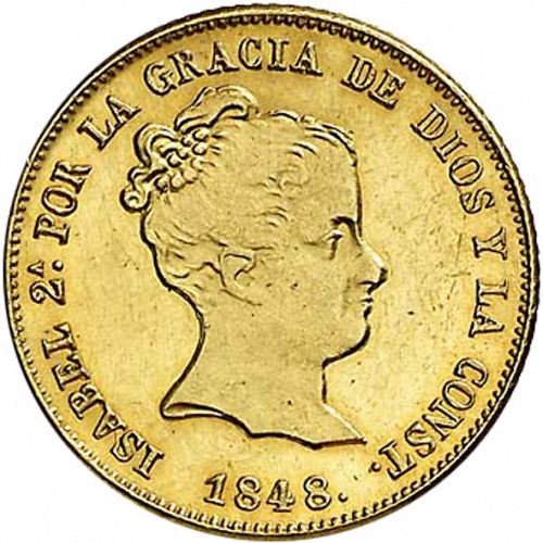 80 Reales Obverse Image minted in SPAIN in 1848PS (1833-48  -  ISABEL II)  - The Coin Database