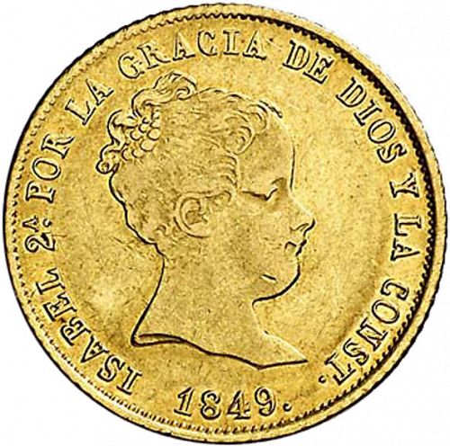 80 Reales Obverse Image minted in SPAIN in 1849CL (1833-48  -  ISABEL II)  - The Coin Database