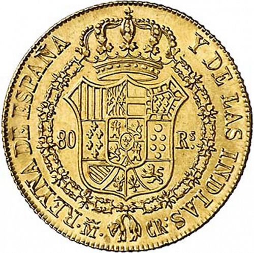 80 Reales Reverse Image minted in SPAIN in 1834CR (1833-48  -  ISABEL II)  - The Coin Database