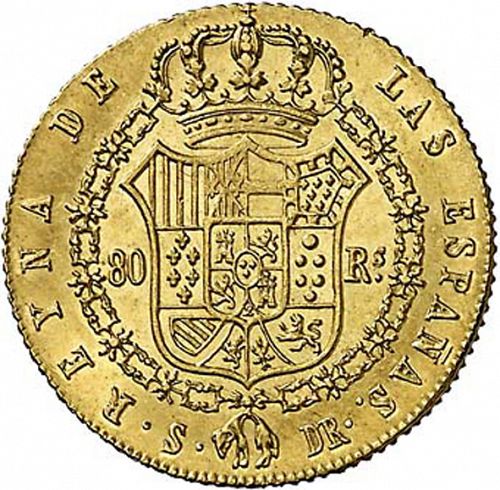 80 Reales Reverse Image minted in SPAIN in 1837DR (1833-48  -  ISABEL II)  - The Coin Database