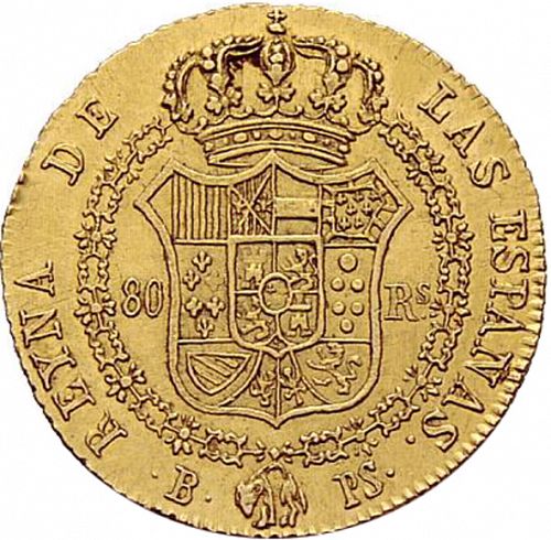80 Reales Reverse Image minted in SPAIN in 1838PS (1833-48  -  ISABEL II)  - The Coin Database