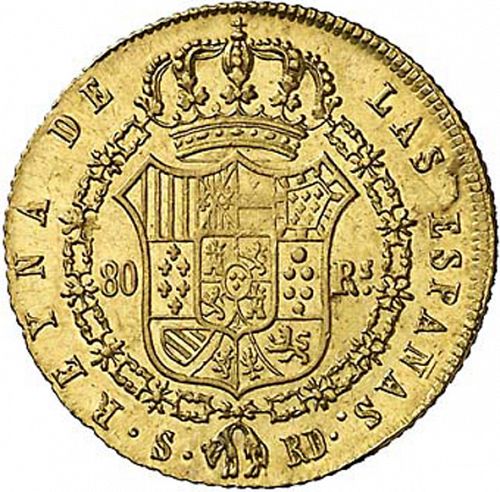 80 Reales Reverse Image minted in SPAIN in 1839RD (1833-48  -  ISABEL II)  - The Coin Database
