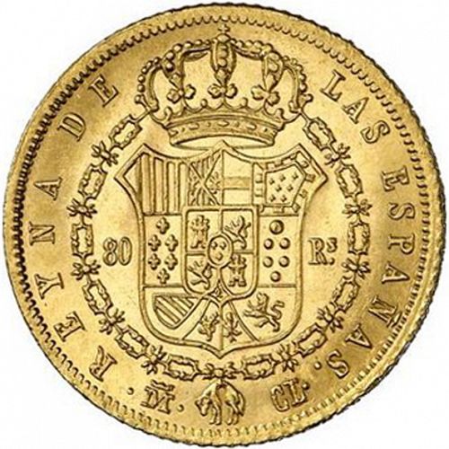 80 Reales Reverse Image minted in SPAIN in 1840CL (1833-48  -  ISABEL II)  - The Coin Database