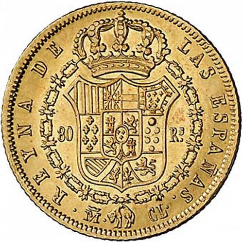 80 Reales Reverse Image minted in SPAIN in 1841CL (1833-48  -  ISABEL II)  - The Coin Database