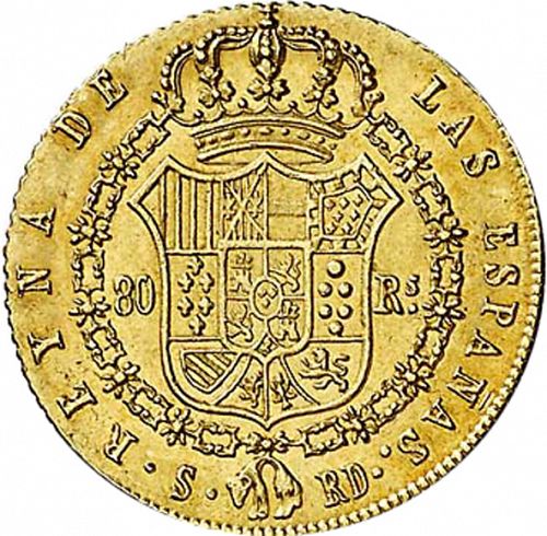80 Reales Reverse Image minted in SPAIN in 1841RD (1833-48  -  ISABEL II)  - The Coin Database