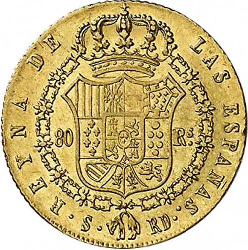 80 Reales Reverse Image minted in SPAIN in 1842RD (1833-48  -  ISABEL II)  - The Coin Database