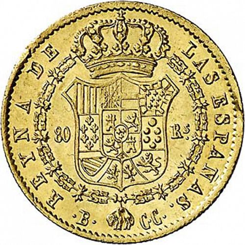80 Reales Reverse Image minted in SPAIN in 1843CC (1833-48  -  ISABEL II)  - The Coin Database