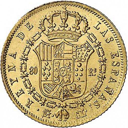 80 Reales Reverse Image minted in SPAIN in 1843CL (1833-48  -  ISABEL II)  - The Coin Database