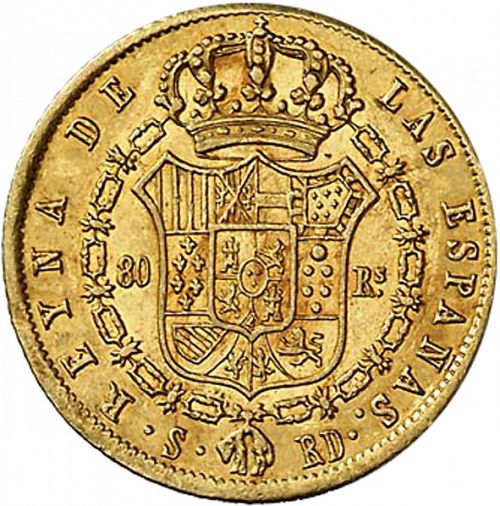 80 Reales Reverse Image minted in SPAIN in 1843RD (1833-48  -  ISABEL II)  - The Coin Database
