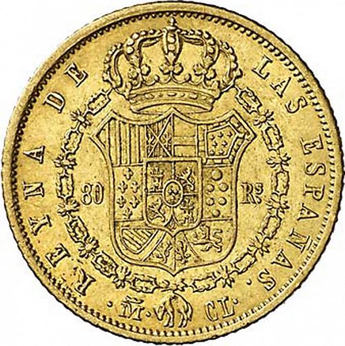 80 Reales Reverse Image minted in SPAIN in 1844CL (1833-48  -  ISABEL II)  - The Coin Database