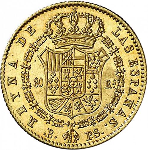 80 Reales Reverse Image minted in SPAIN in 1844PS (1833-48  -  ISABEL II)  - The Coin Database