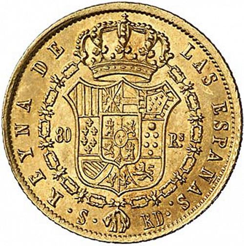 80 Reales Reverse Image minted in SPAIN in 1844RD (1833-48  -  ISABEL II)  - The Coin Database