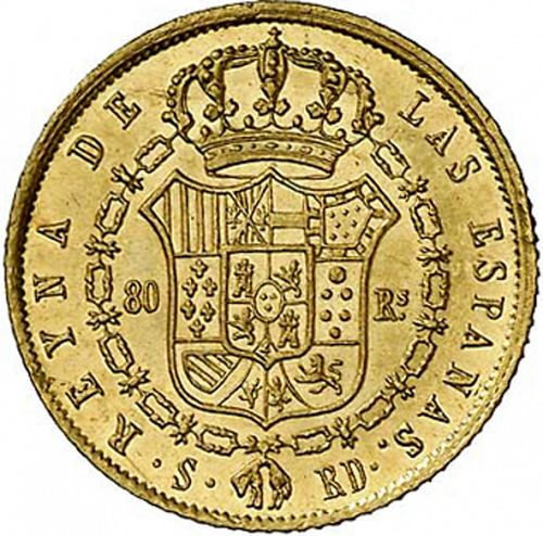 80 Reales Reverse Image minted in SPAIN in 1845RD (1833-48  -  ISABEL II)  - The Coin Database
