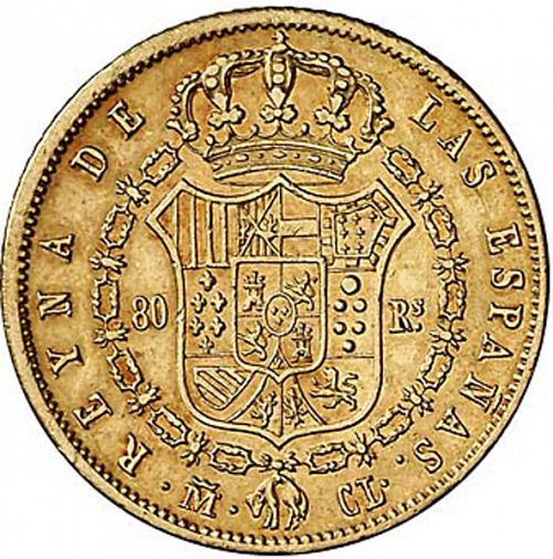 80 Reales Reverse Image minted in SPAIN in 1846CL (1833-48  -  ISABEL II)  - The Coin Database