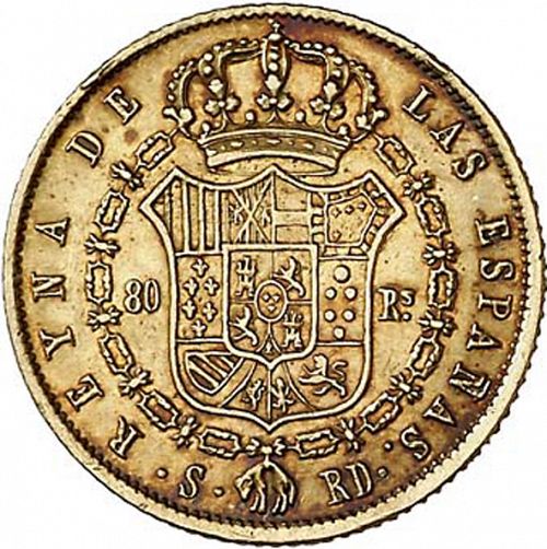 80 Reales Reverse Image minted in SPAIN in 1846RD (1833-48  -  ISABEL II)  - The Coin Database