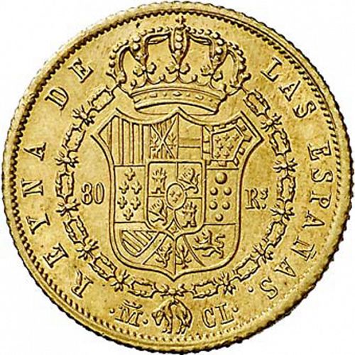 80 Reales Reverse Image minted in SPAIN in 1848CL (1833-48  -  ISABEL II)  - The Coin Database