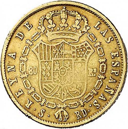80 Reales Reverse Image minted in SPAIN in 1848RD (1833-48  -  ISABEL II)  - The Coin Database
