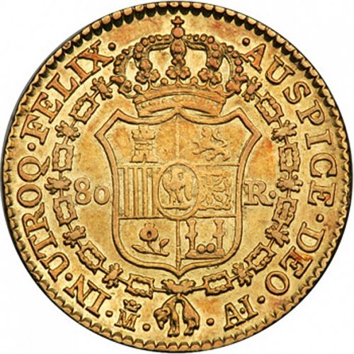 80 Reales Reverse Image minted in SPAIN in 1811AI (1808-13  -  JOSE NAPOLEON - Vellon cng.)  - The Coin Database