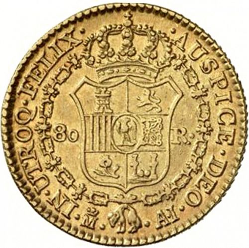 80 Reales Reverse Image minted in SPAIN in 1812AI (1808-13  -  JOSE NAPOLEON - Vellon cng.)  - The Coin Database