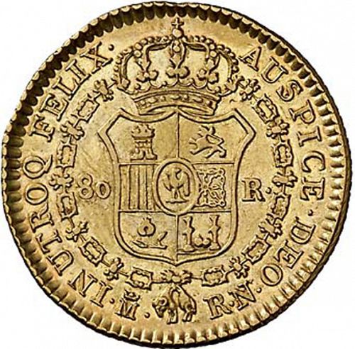 80 Reales Reverse Image minted in SPAIN in 1813RN (1808-13  -  JOSE NAPOLEON - Vellon cng.)  - The Coin Database