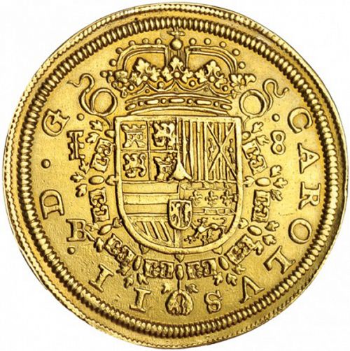8 Escudos Obverse Image minted in SPAIN in 1687BR (1665-00  -  CARLOS II)  - The Coin Database