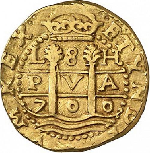 8 Escudos Obverse Image minted in SPAIN in 1700H (1665-00  -  CARLOS II)  - The Coin Database
