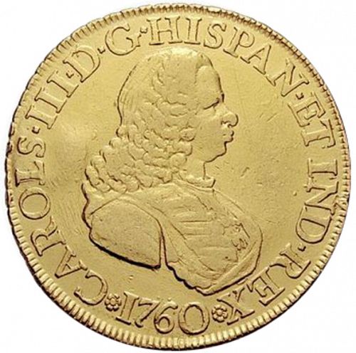 8 Escudos Obverse Image minted in SPAIN in 1760JV (1759-88  -  CARLOS III)  - The Coin Database
