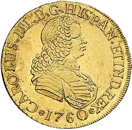 8 Escudos Obverse Image minted in SPAIN in 1760J (1759-88  -  CARLOS III)  - The Coin Database