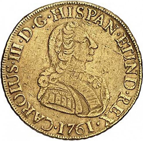 8 Escudos Obverse Image minted in SPAIN in 1761JM (1759-88  -  CARLOS III)  - The Coin Database