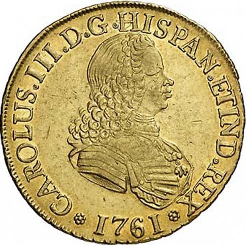 8 Escudos Obverse Image minted in SPAIN in 1761J (1759-88  -  CARLOS III)  - The Coin Database