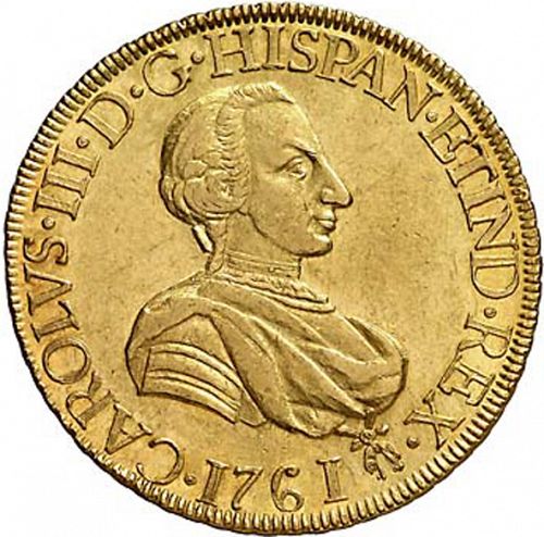 8 Escudos Obverse Image minted in SPAIN in 1761MM (1759-88  -  CARLOS III)  - The Coin Database