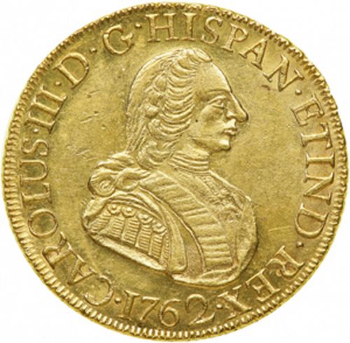 8 Escudos Obverse Image minted in SPAIN in 1762JM (1759-88  -  CARLOS III)  - The Coin Database