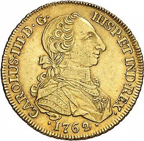 8 Escudos Obverse Image minted in SPAIN in 1762JV (1759-88  -  CARLOS III)  - The Coin Database