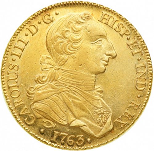 8 Escudos Obverse Image minted in SPAIN in 1763MM (1759-88  -  CARLOS III)  - The Coin Database