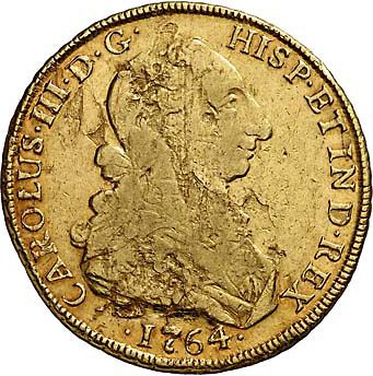 8 Escudos Obverse Image minted in SPAIN in 1764JM (1759-88  -  CARLOS III)  - The Coin Database