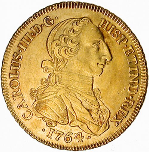 8 Escudos Obverse Image minted in SPAIN in 1764JV (1759-88  -  CARLOS III)  - The Coin Database