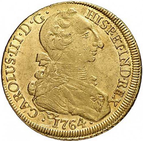 8 Escudos Obverse Image minted in SPAIN in 1764J (1759-88  -  CARLOS III)  - The Coin Database